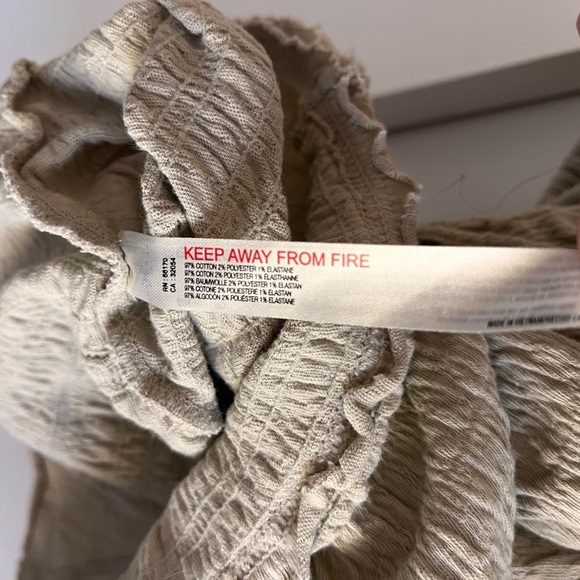 Free People Beach Get Obsessed Babydoll Dress XS Balloon Sleeve Tan Oversized - Picture 6 of 9